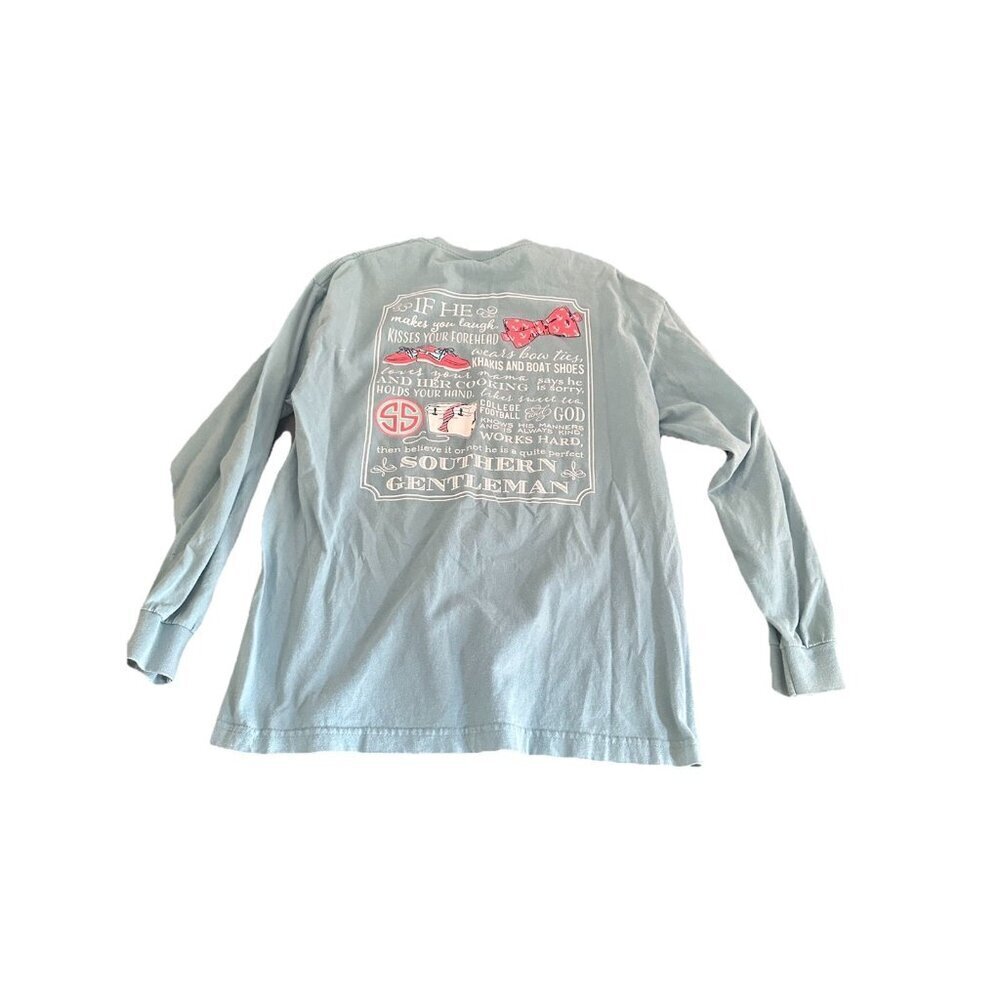 Simply Southern "Southern Gentleman" Women's Turquois Long Sleeve T-SHIRT Large